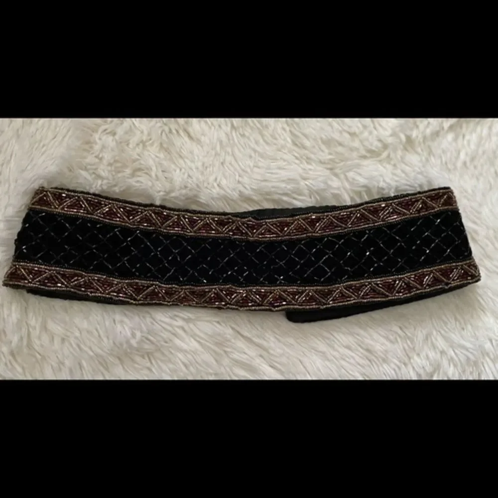 Vintage Christian Dior black, brown and gold embellished belt size small/medium
